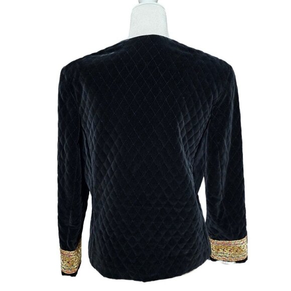 Talbots black velvet quilted lined short jacket never been worn plus size 14 - Picture 4 of 12